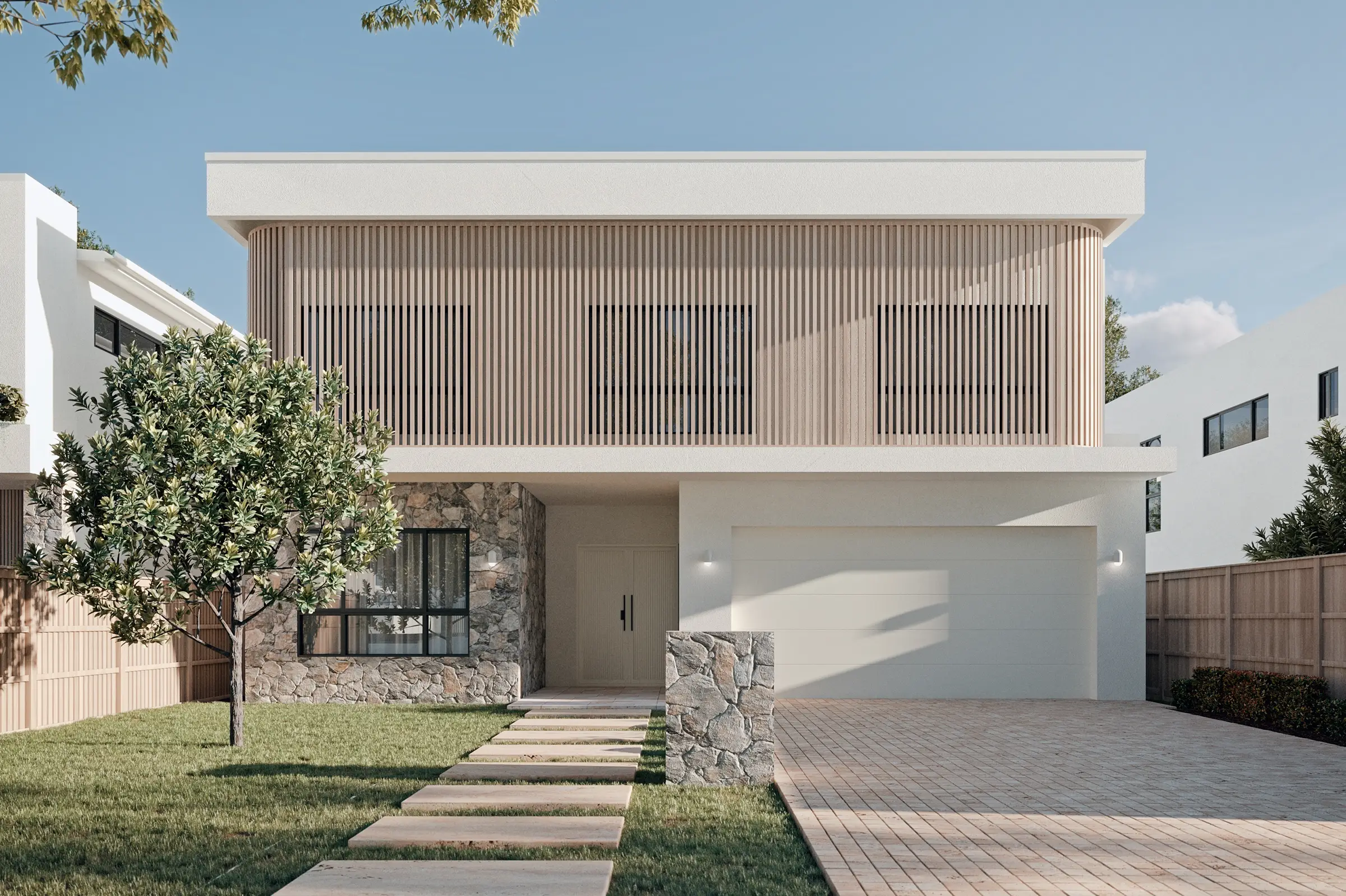 Rendered exterior of the Claro Signature Range home design by Nella