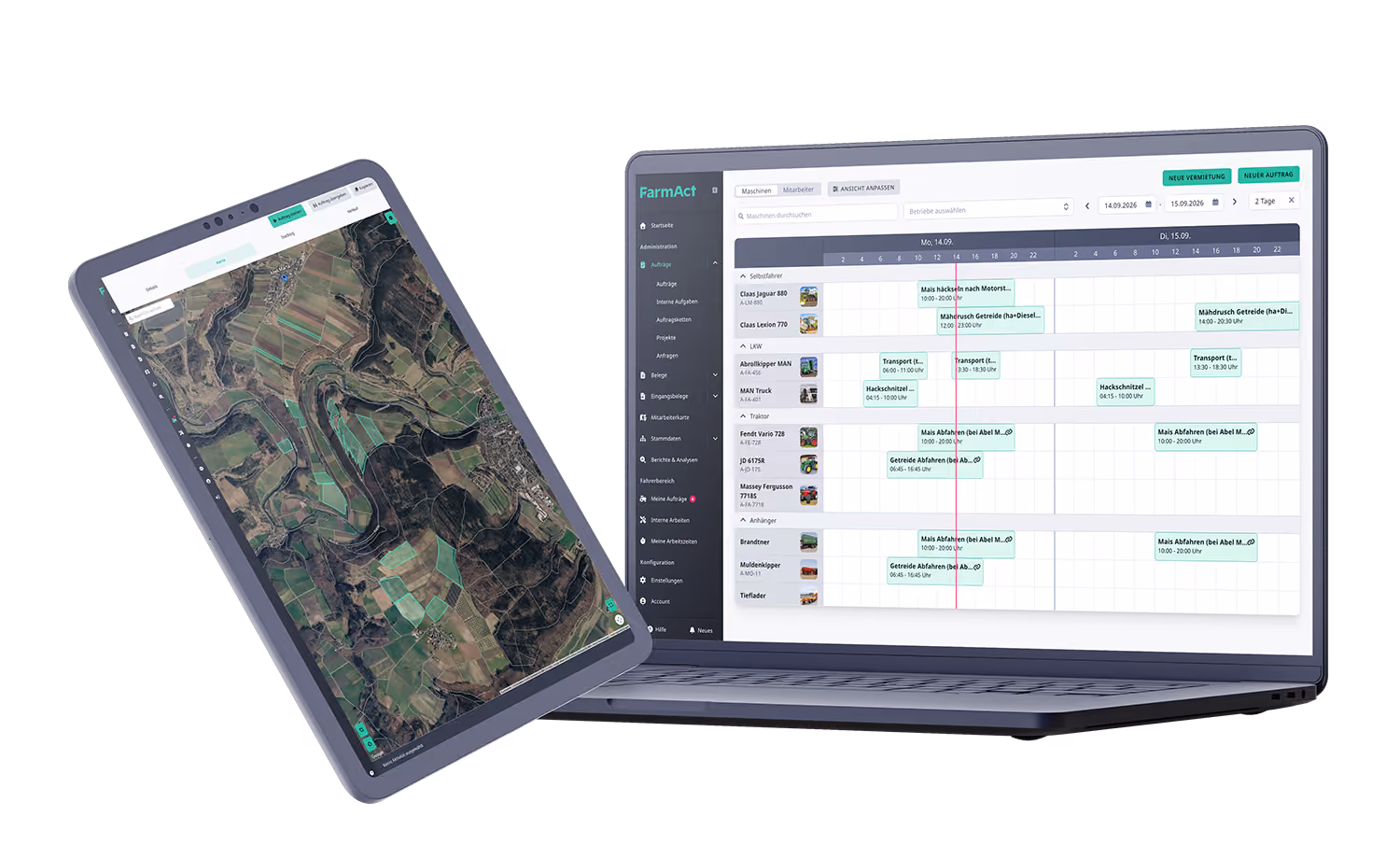 FarmAct Top Funktionen auf Tablet und Laptop