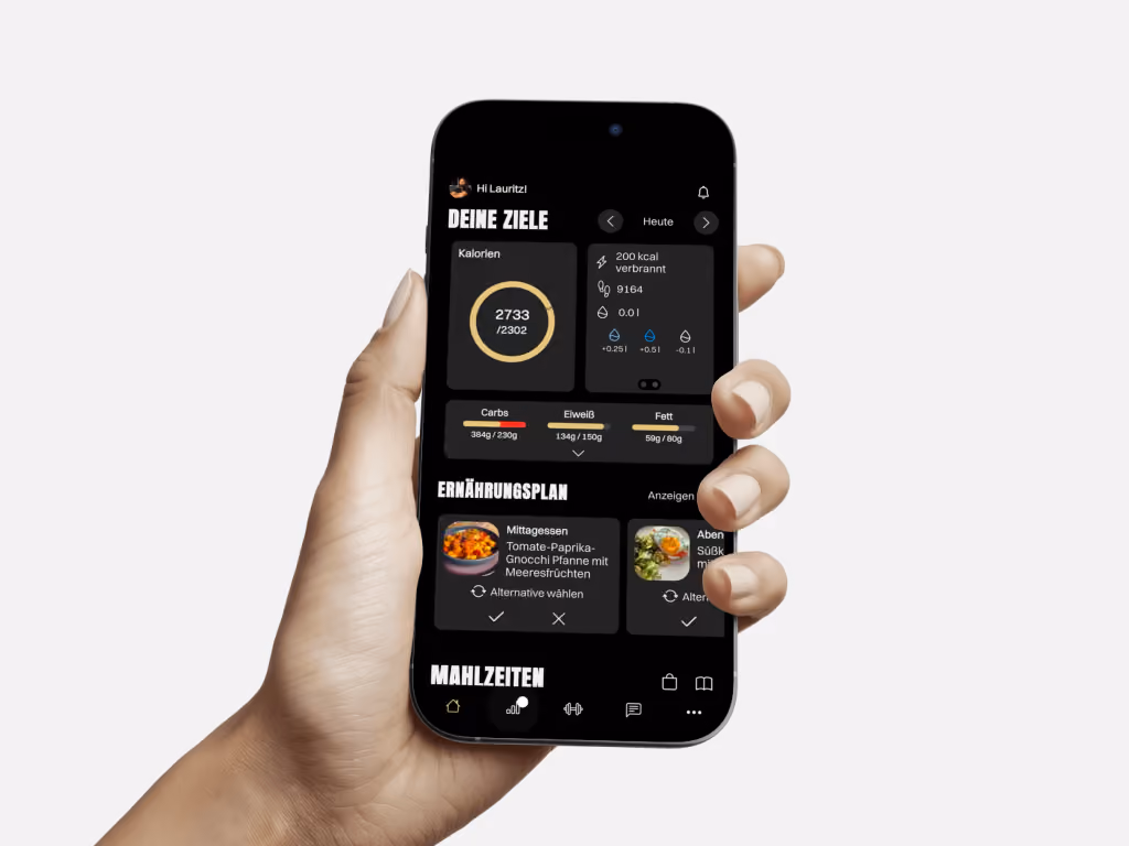 LL-Coaching App: Dashboard mit Kalorien, Makros und Tagesübersicht