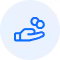 Blue icon of a hand holding a lit cigarette with smoke rising above it.
