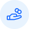 Blue icon of a hand holding a lit cigarette with smoke rising above it.