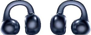 Two pairs of black over-ear headphones facing each other on a white background.
