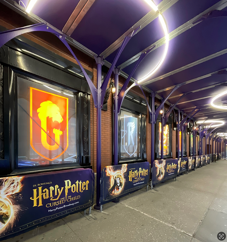 Bespoke scaffolding for a visually striking event solution with Harry Potter branding.