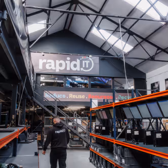 Staff member in Rapid IT warehouse