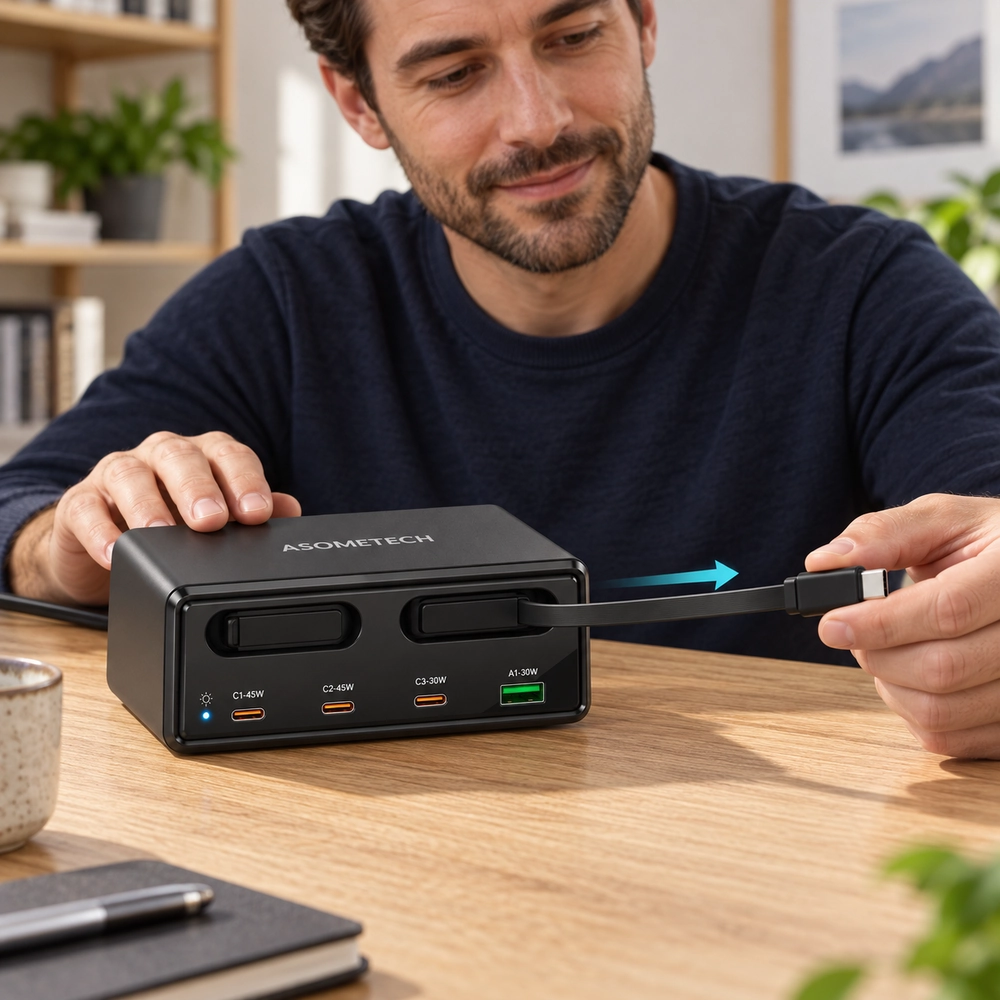 Retractable Desktop Charging Hub