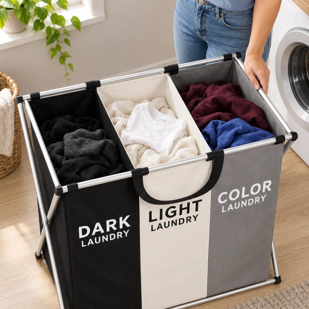 3-Section Laundry Sorting Hamper