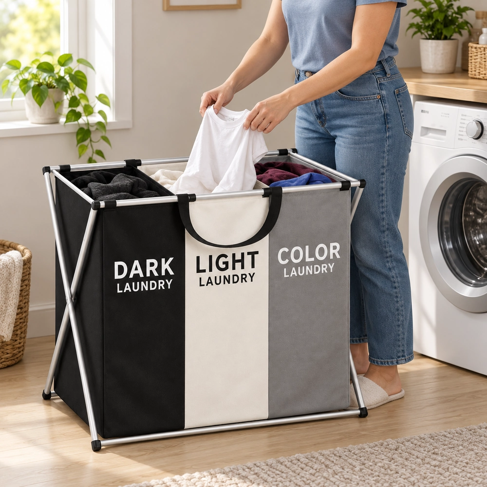 3-Section Laundry Sorting Hamper