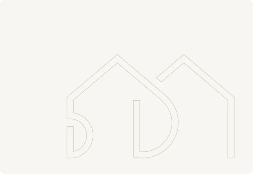 Logo: Abstrakte Linienzeichnung von zwei Häusern in hellem Grau auf weißem Hintergrund.