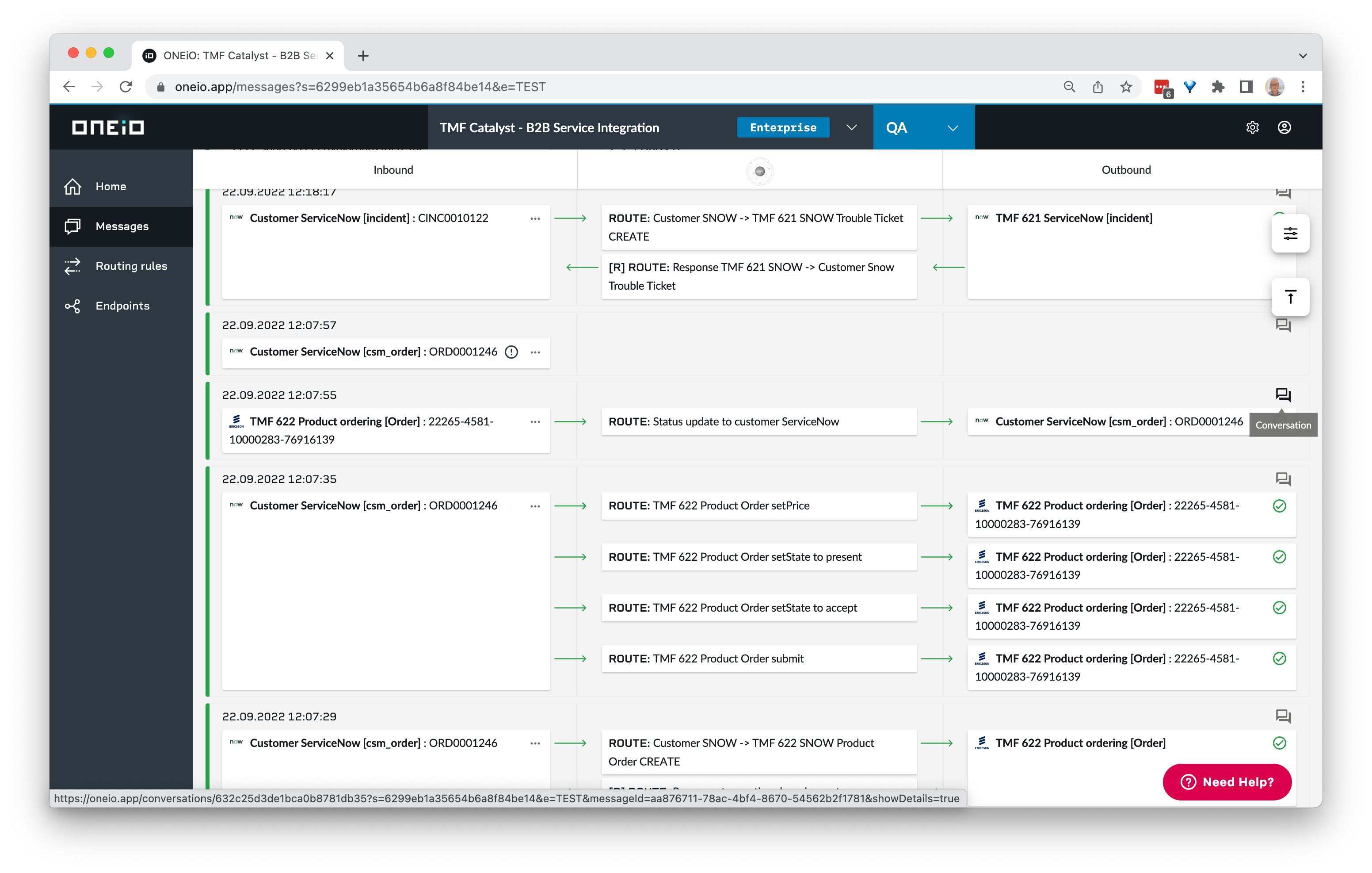 Using conversation feature on ONEiO user interface - 2. 