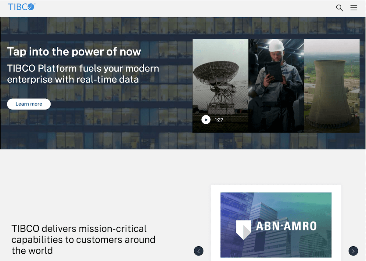TIBCO website screenshot