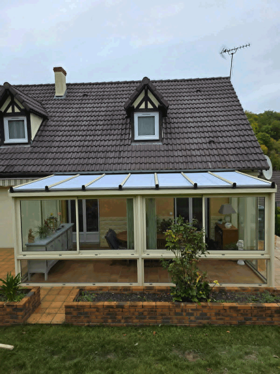 Véranda aluminium - Réfection complète de toiture polycarbonate. Veranda en Normandie 76/27