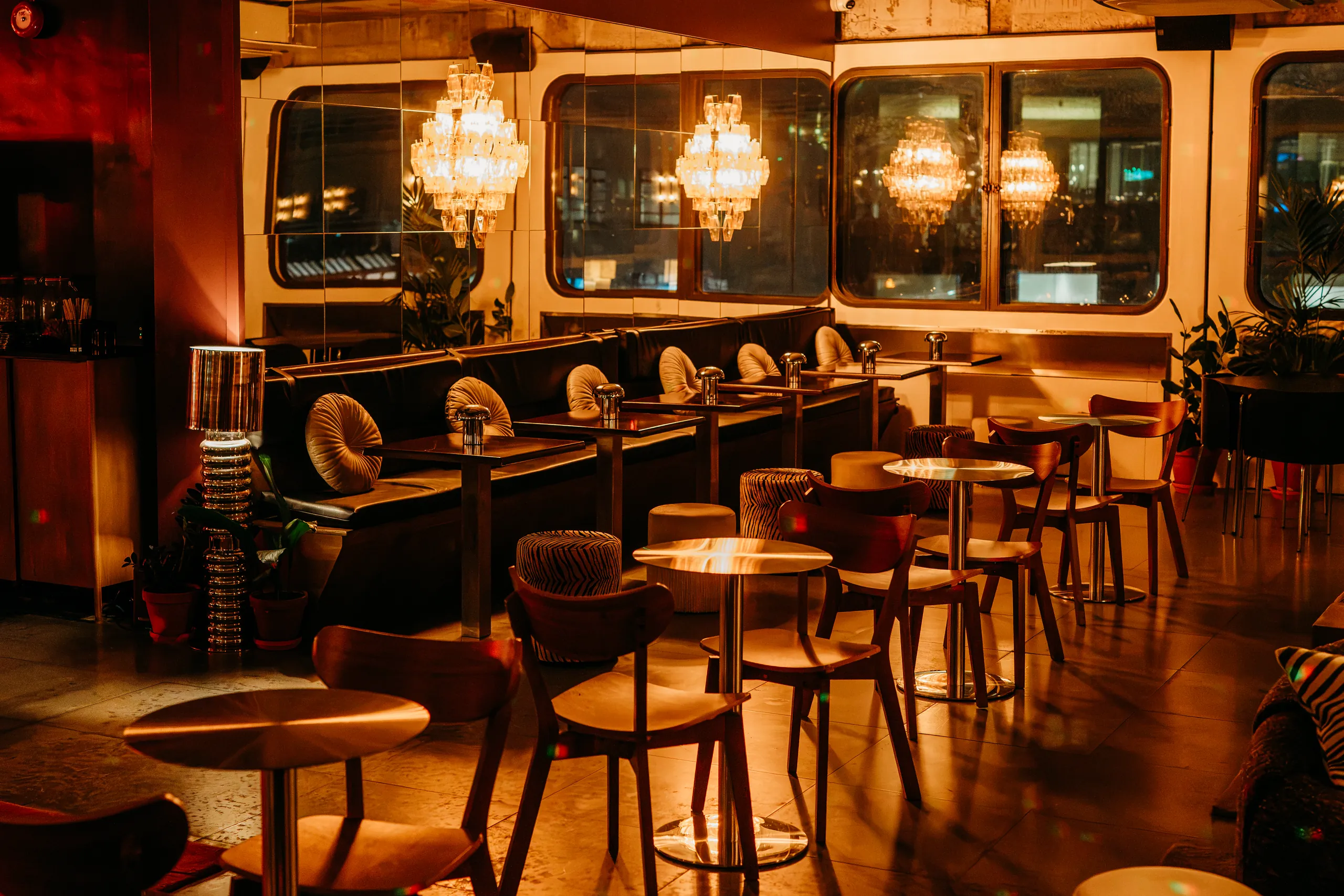 Lounge seating at Nancy's with city views
