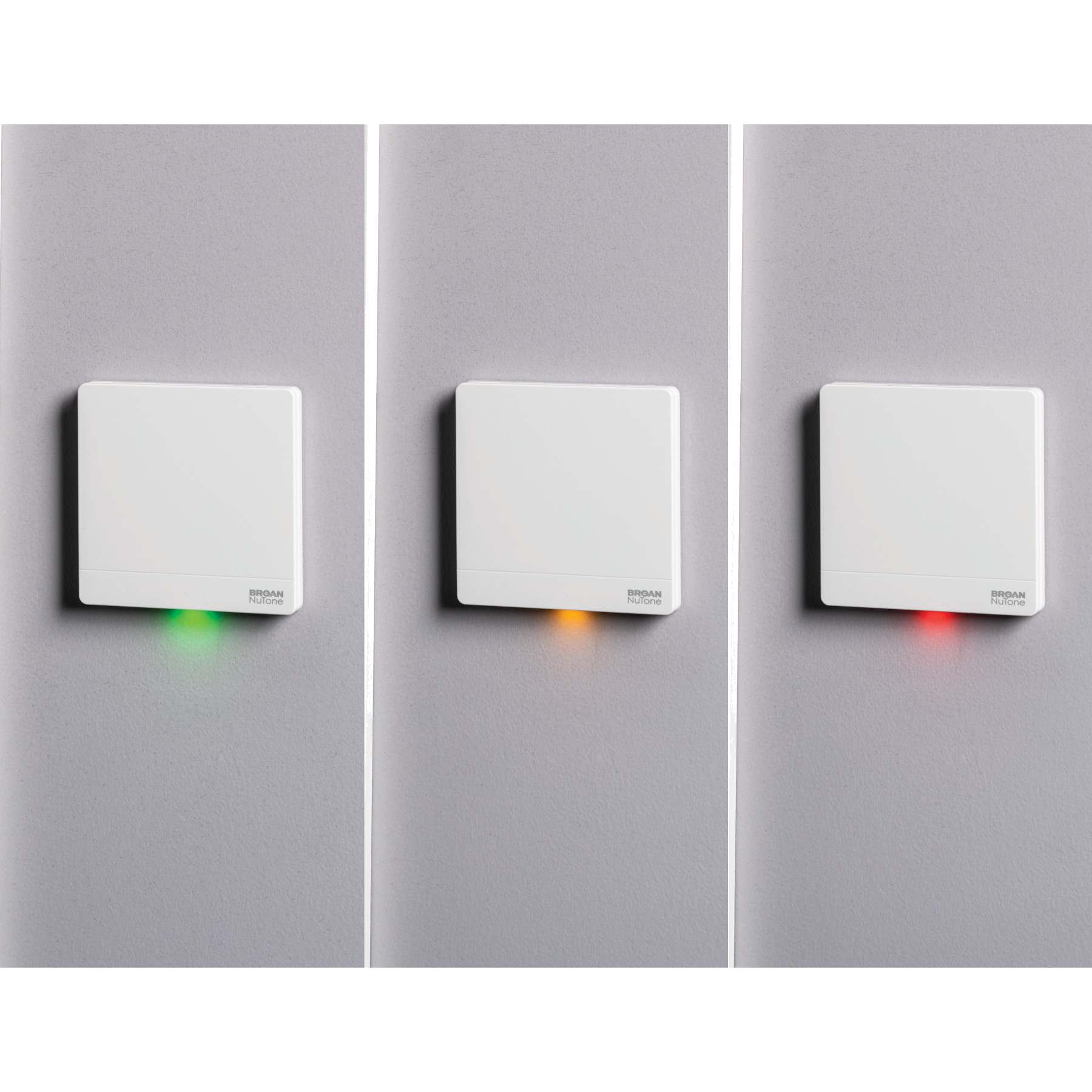 Three Hardwired Room Sensors showing green, amber and red status lights
