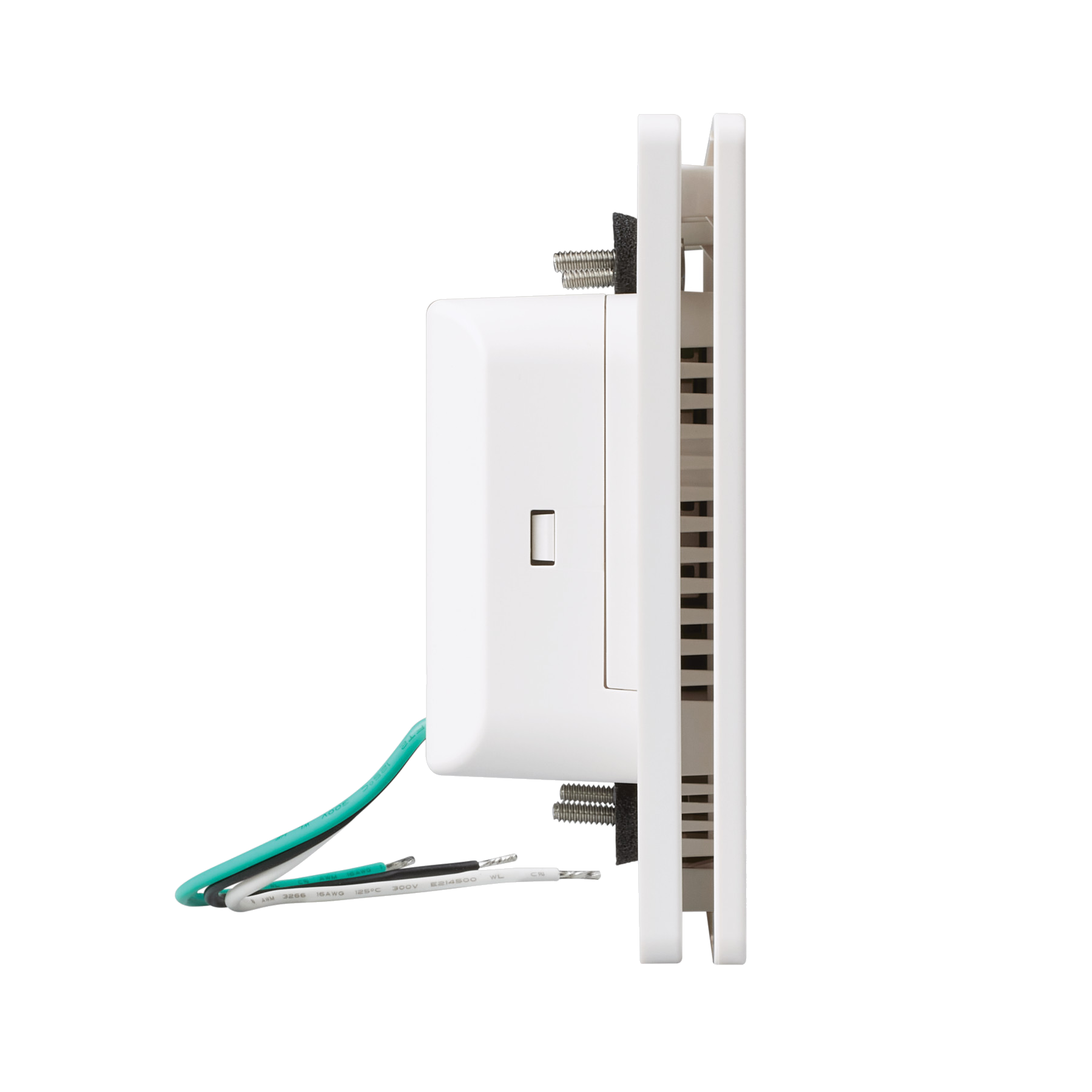 Side view of the Overture Hardwired Room Sensor with its wiring