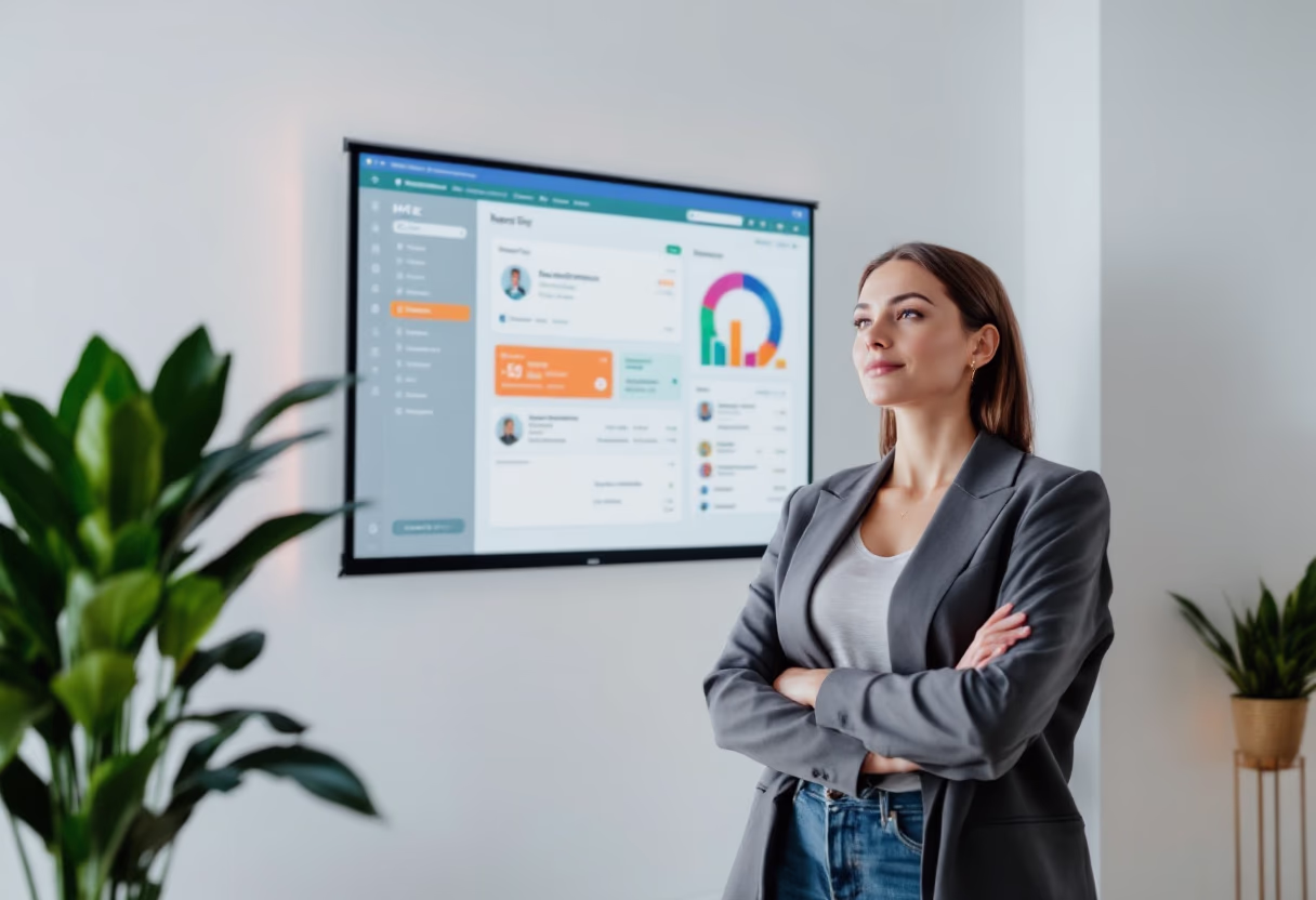 [interface] image of employee interacting with hr software (for a hr tech)
