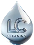 Water drop logo with letters LC and the word cleaning inside.