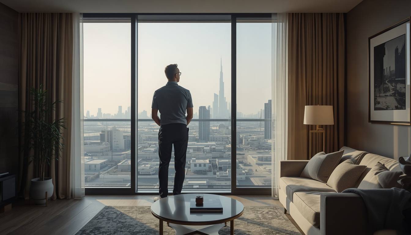 UK investor considering Dubai property from inside an apartment