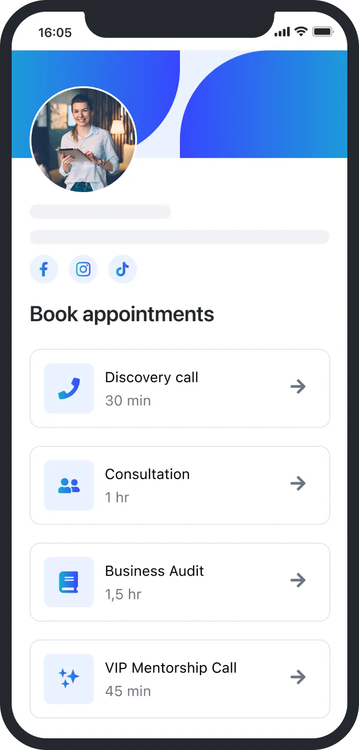 A cell phone with a book appointment on the screen.