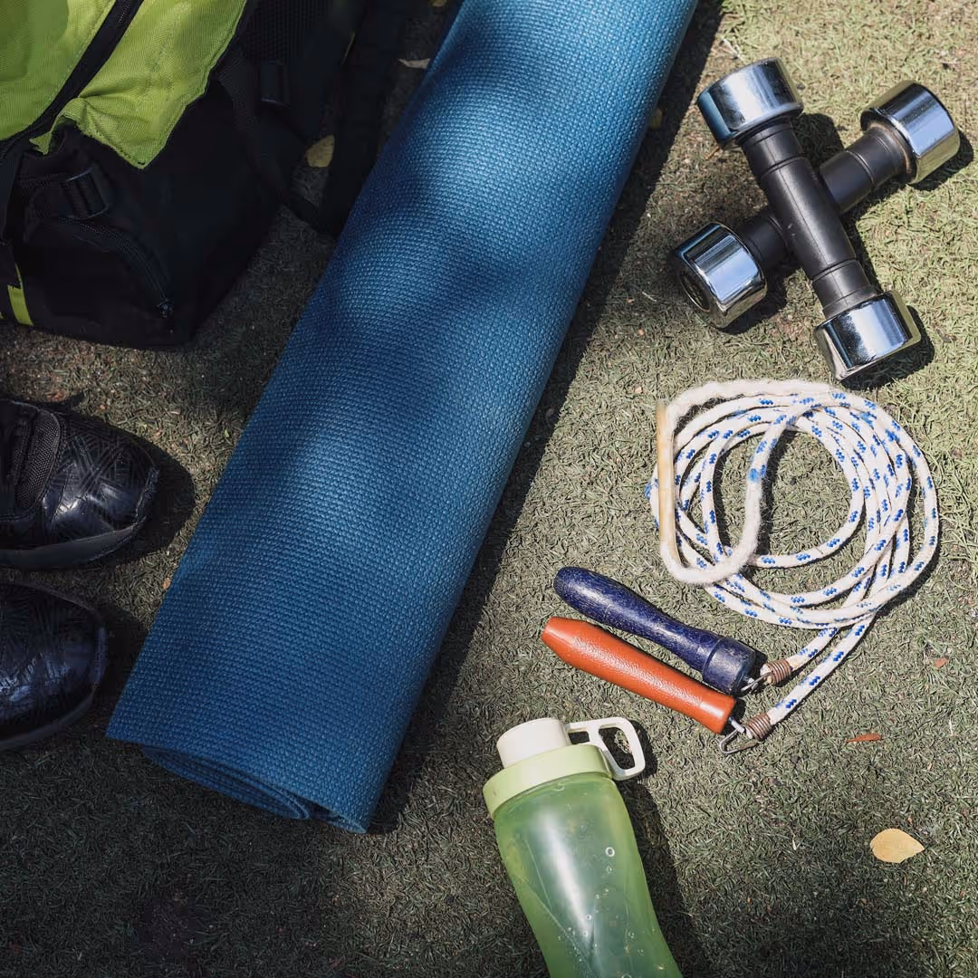 Image of sports equipment outside in the sunlight