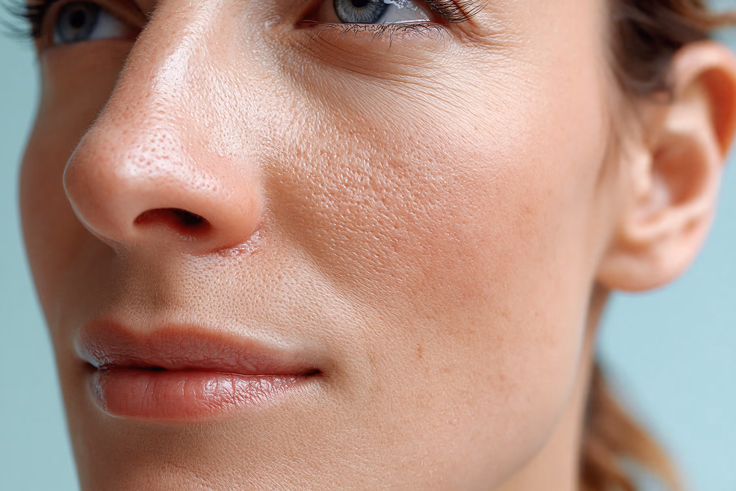 An ultra close up of a ladies skin