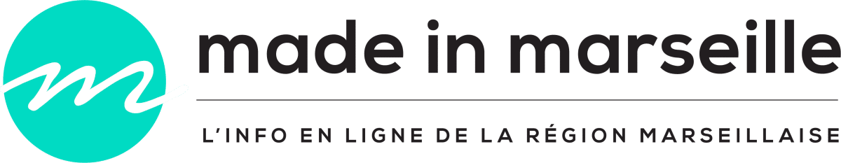 Logo made in marseille avec texte en français sur l'info en ligne de la région marseillaise