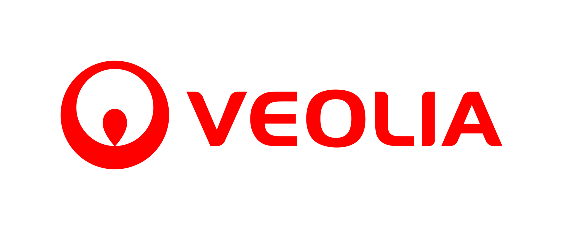 Logo de VEOLIA en rouge sur fond noir.