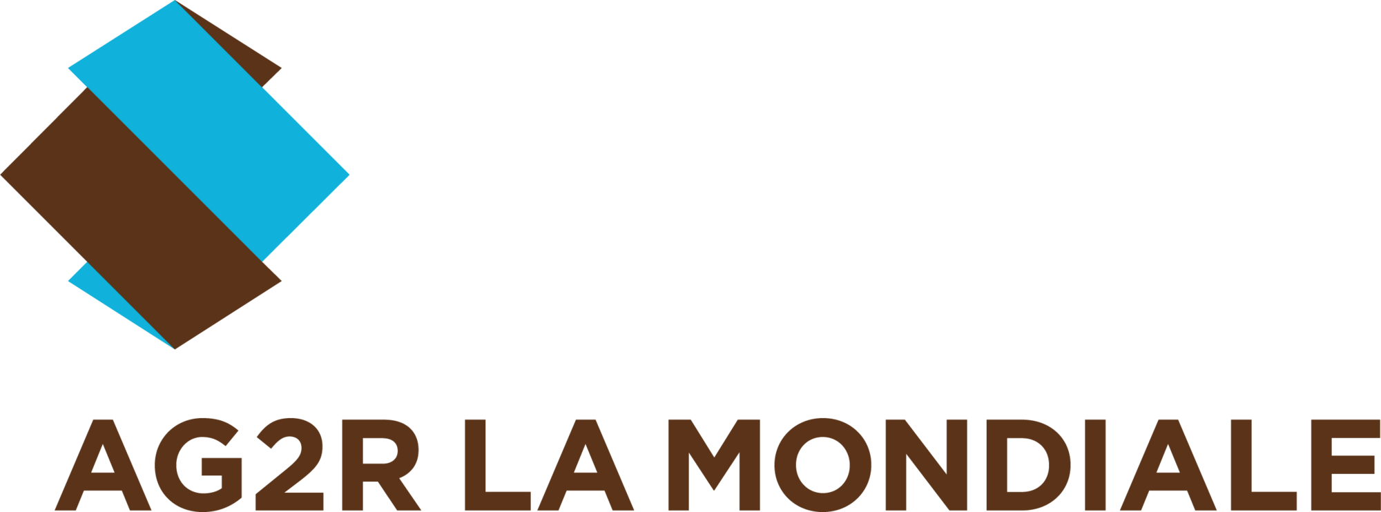 Logo abstrait bleu et marron avec le texte AG2R LA MONDIALE en dessous.