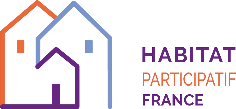 Logo avec deux maisons stylisées et le texte Habitat Participatif France.