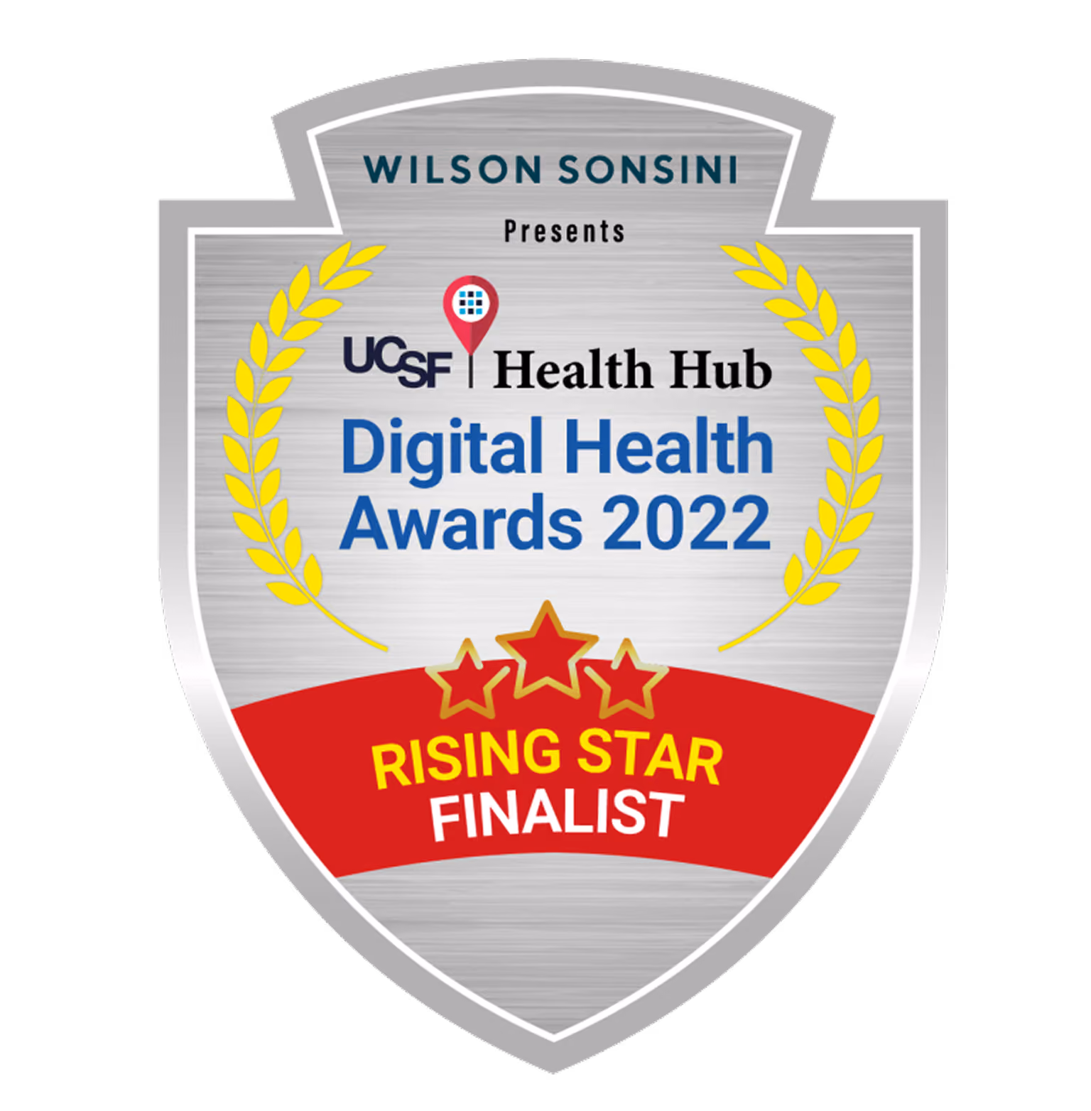Badge that says UCSF Health Hub Digital Health Awards 2022 Rising Star Finalist