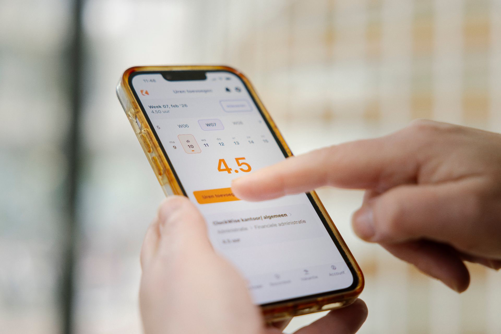 ClockWise app op een smartphone