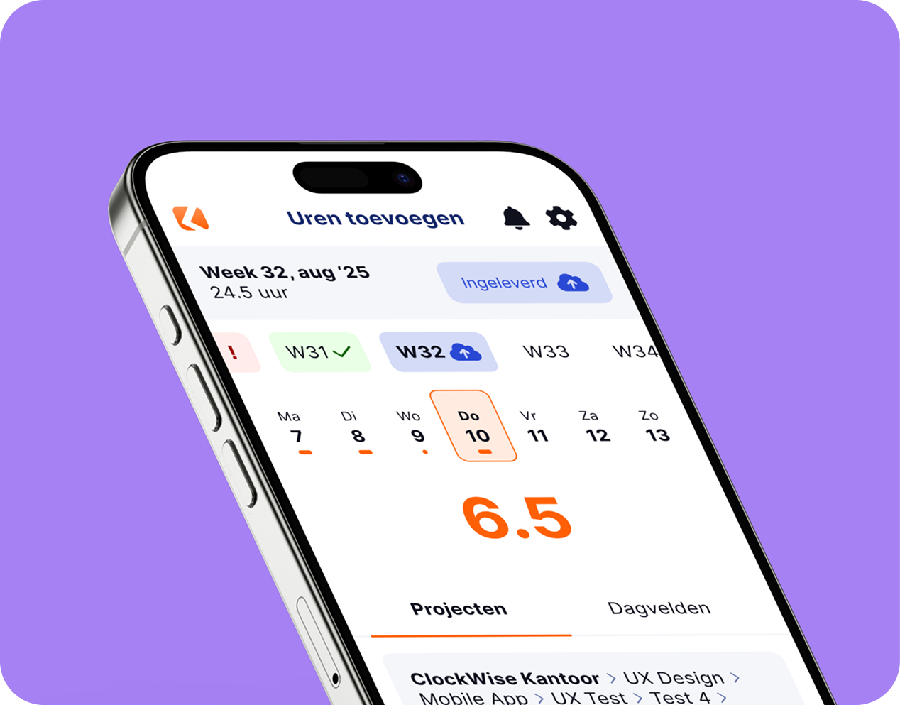 ClockWise app op een smartphone