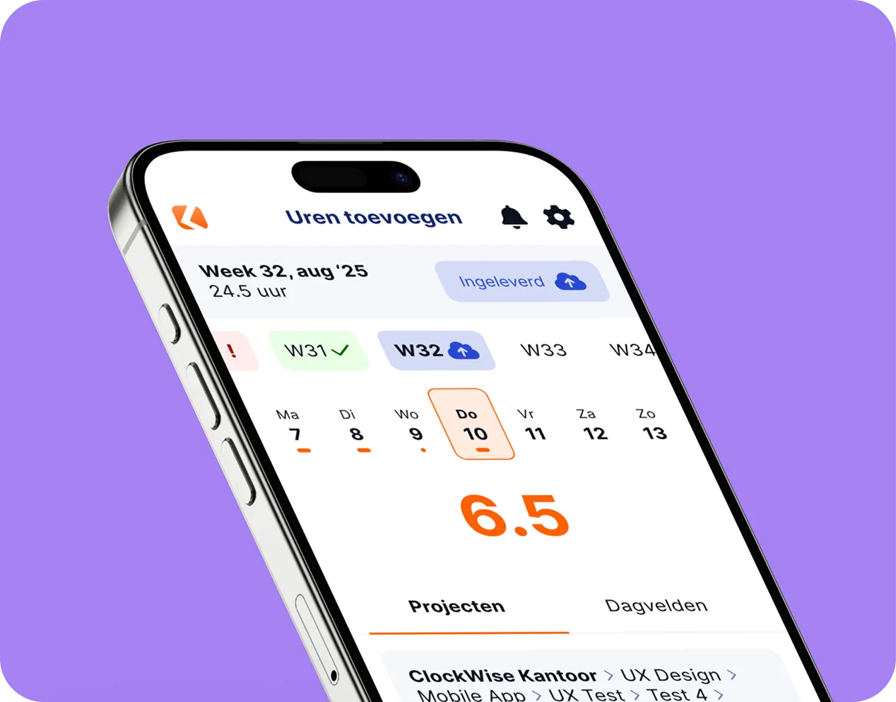 ClockWise app op een smartphone