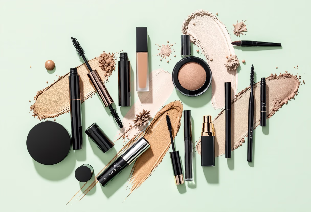 [background image] of organized makeup products