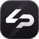 White stylized letter P combined with letter L on a black rounded square background.
