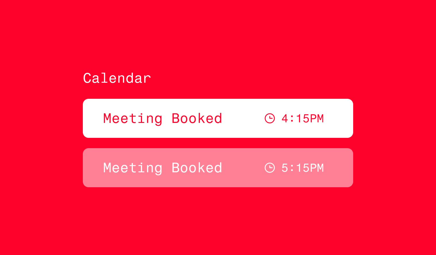 Graphic showing scheduled meetings on a calendar with booked appointment times for outreach or sales coordination.