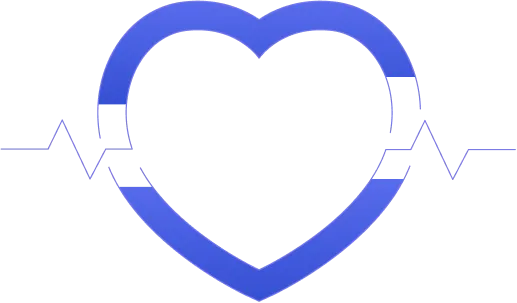 Blue heart shape integrated with an electrocardiogram heartbeat line symbolizing health care.