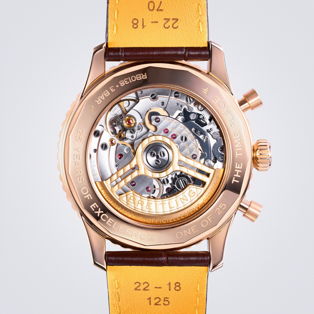 Close-up commercial photography of Breitling watch showcasing craftsmanship and detail