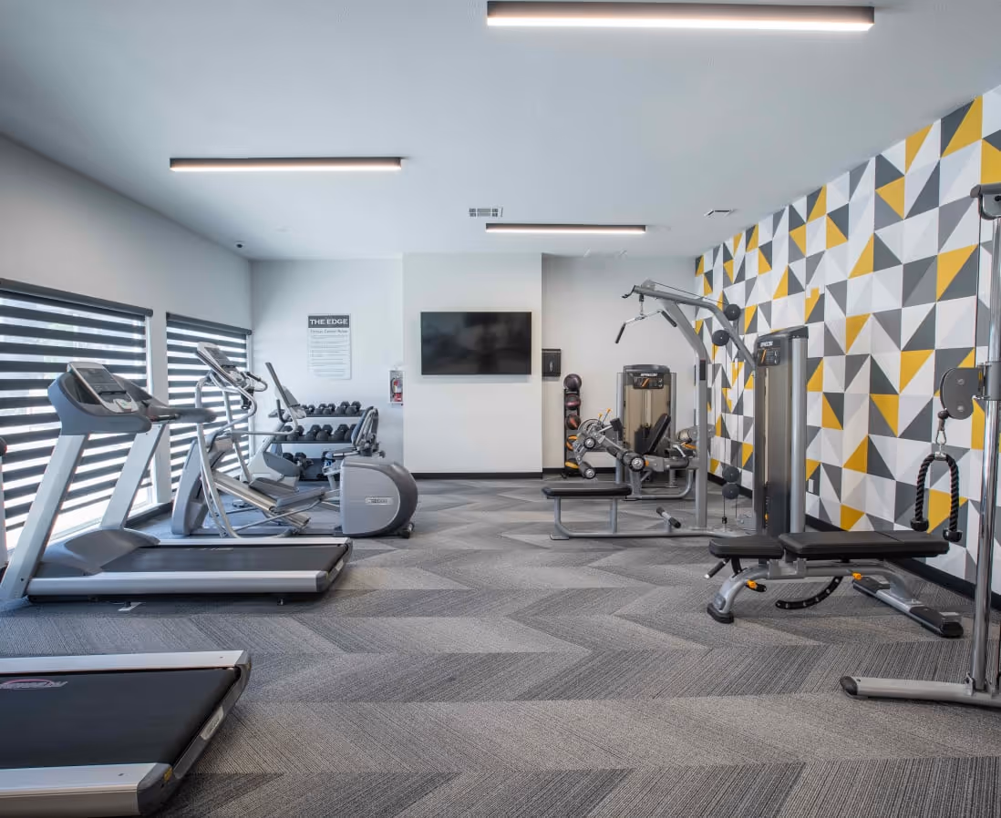 Fitness center with workout machines and equipment