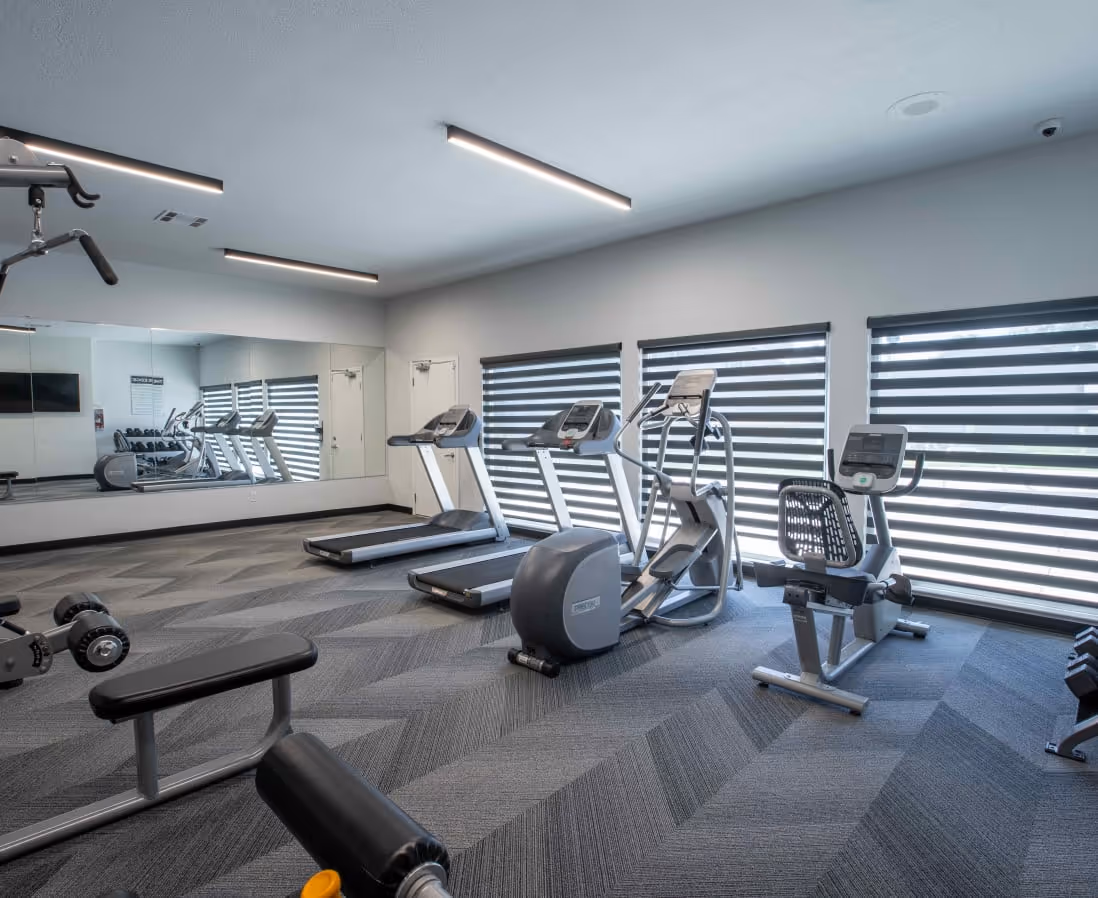 Fitness center with workout machines and equipment