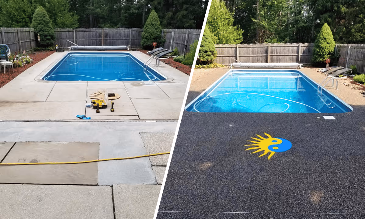 Majesting rubber stone pool deck