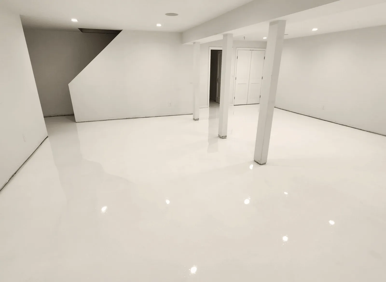 Coated basement floor