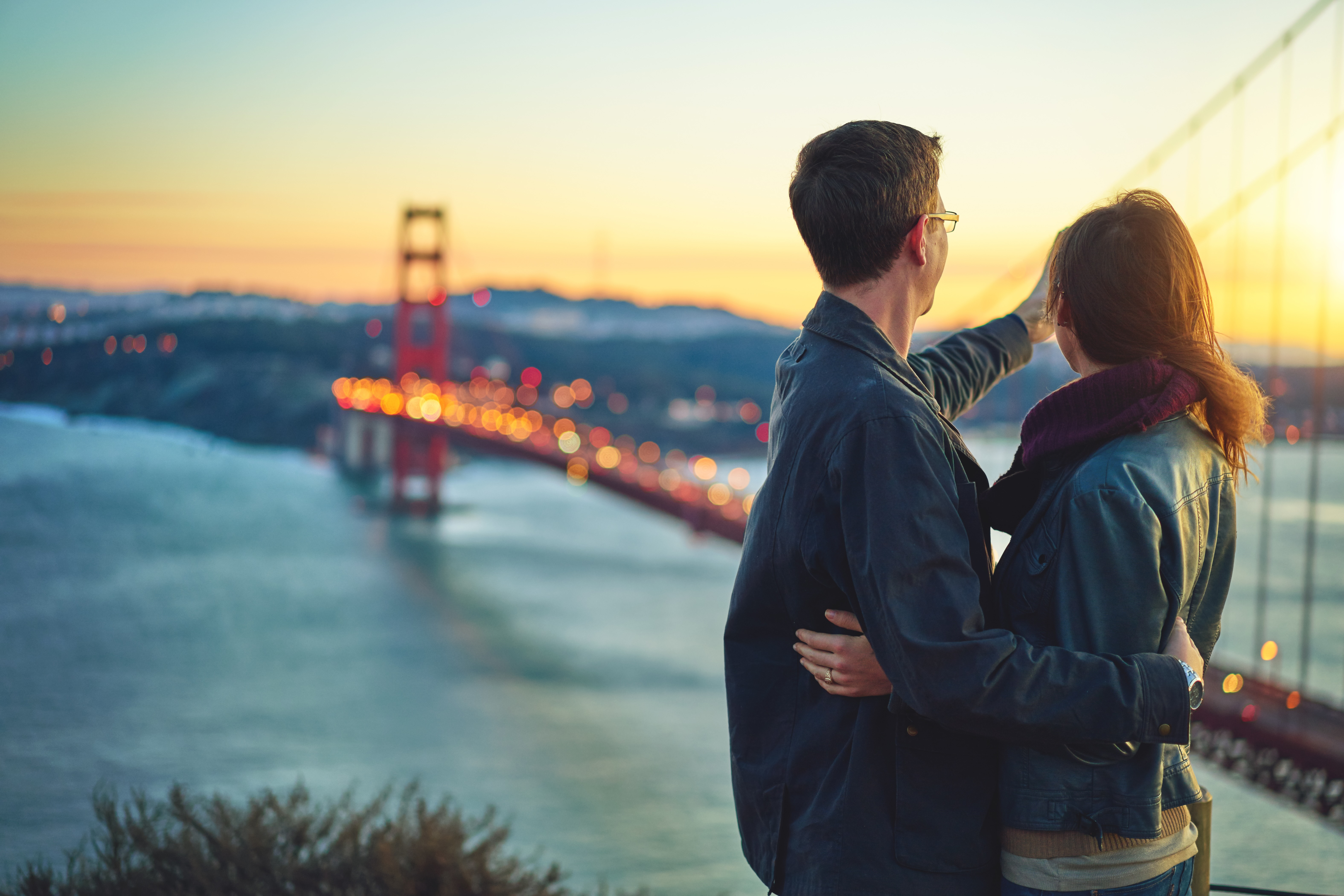 Couple taking a picture stock photo