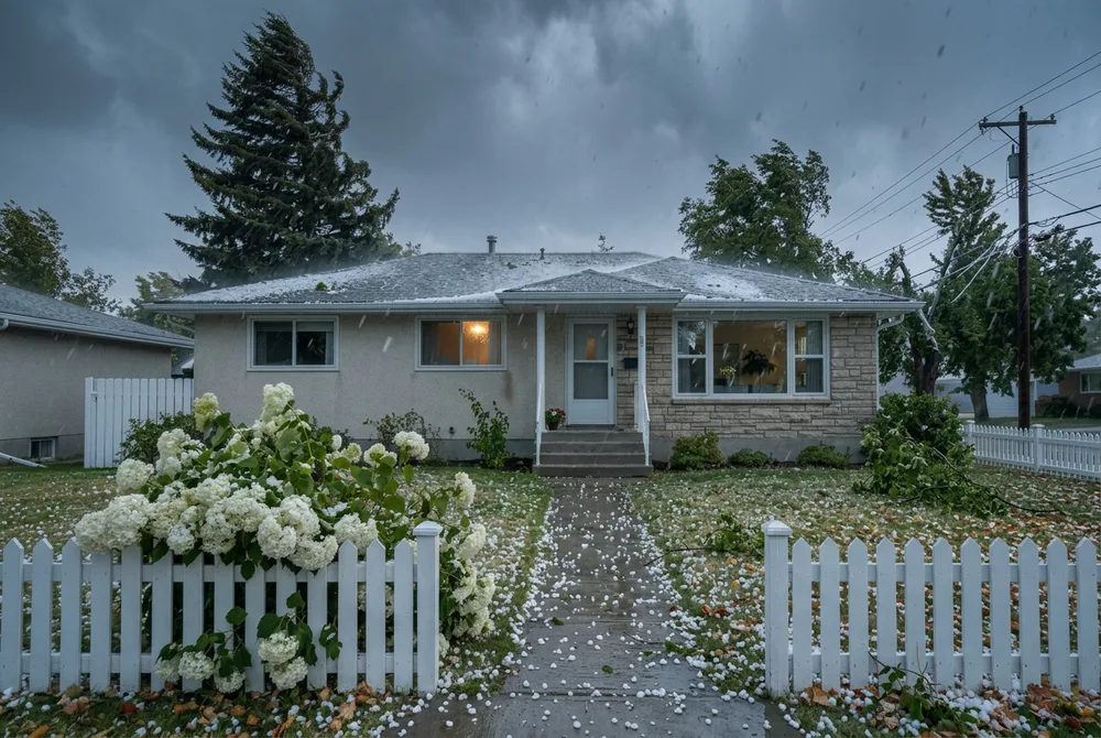 Hail on a residential lawn, residential wind and hail deductible buy-back