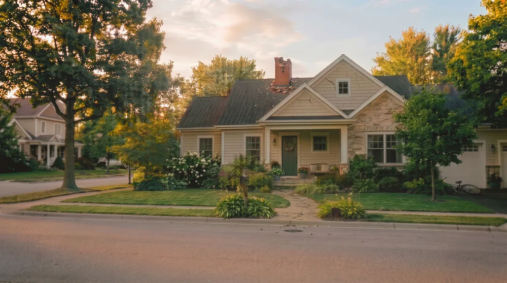 Family home at dusk, residential earthquake deductible buy-back