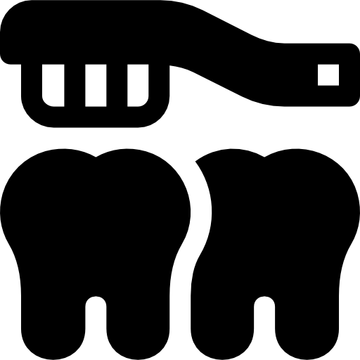 Icon of a toothbrush and tooth representing cleanings and exams