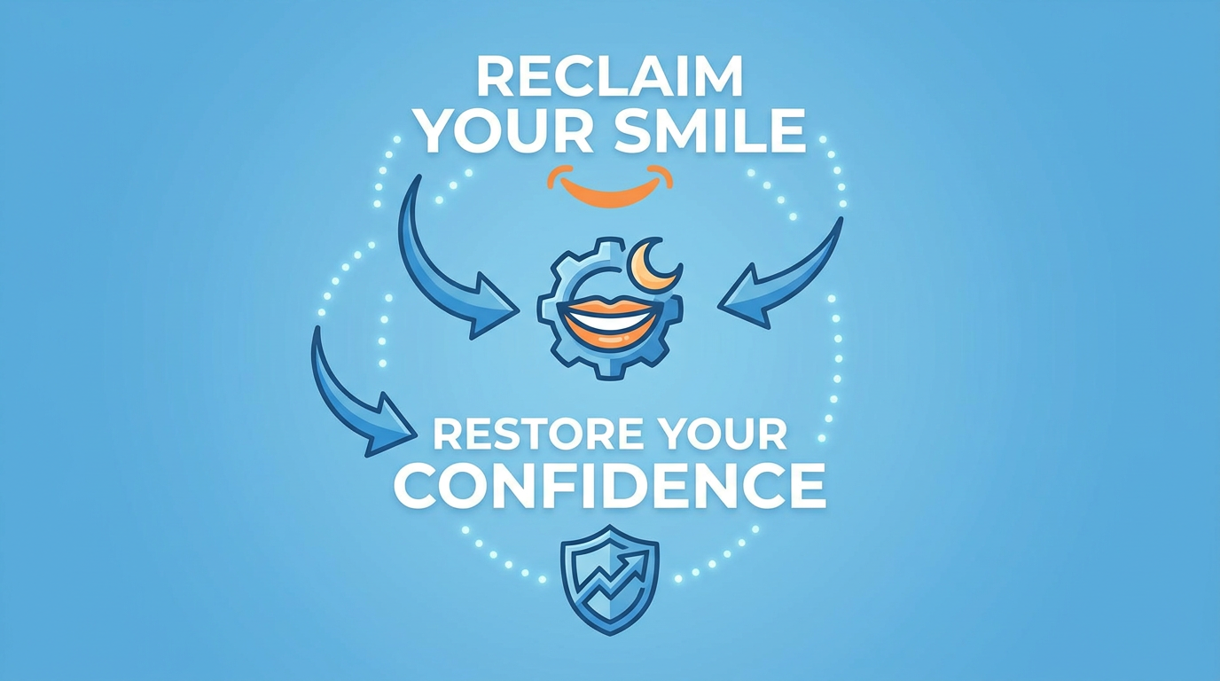 One-phrase callout-style visual: "Reclaim Your Smile, Restore Your Confidence."