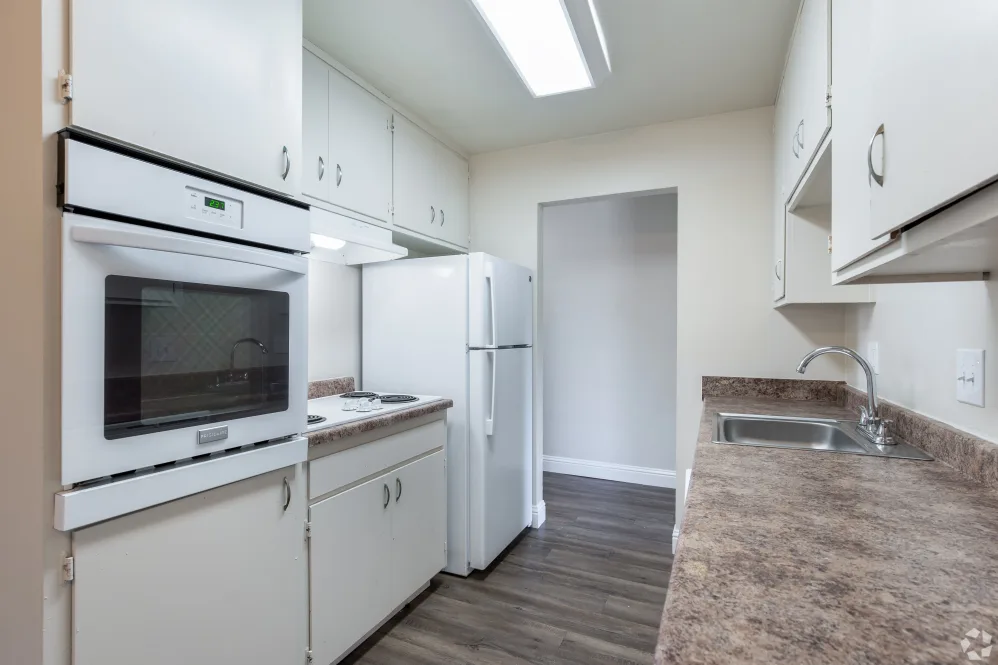 Kitchen with white cabinets