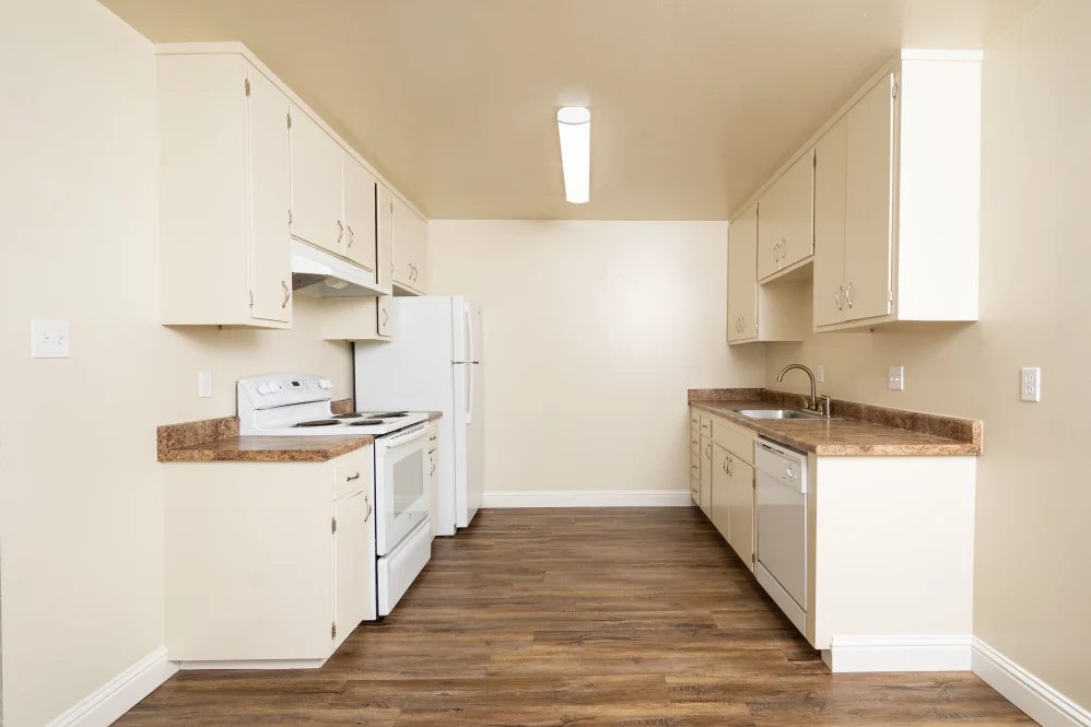 Kitchen with white cabinets