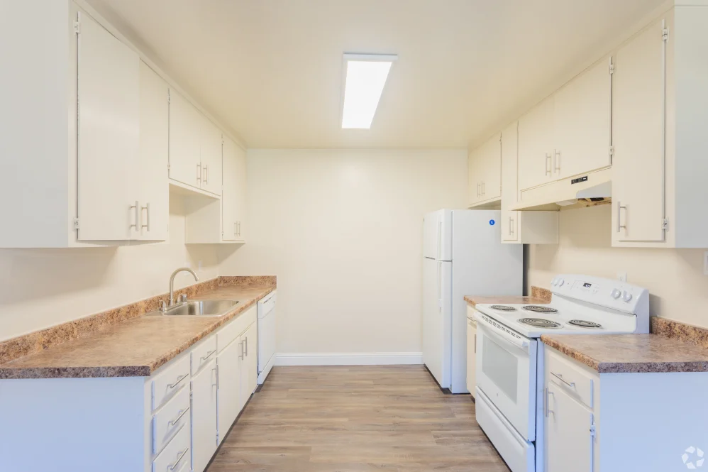Kitchen with white cabinets