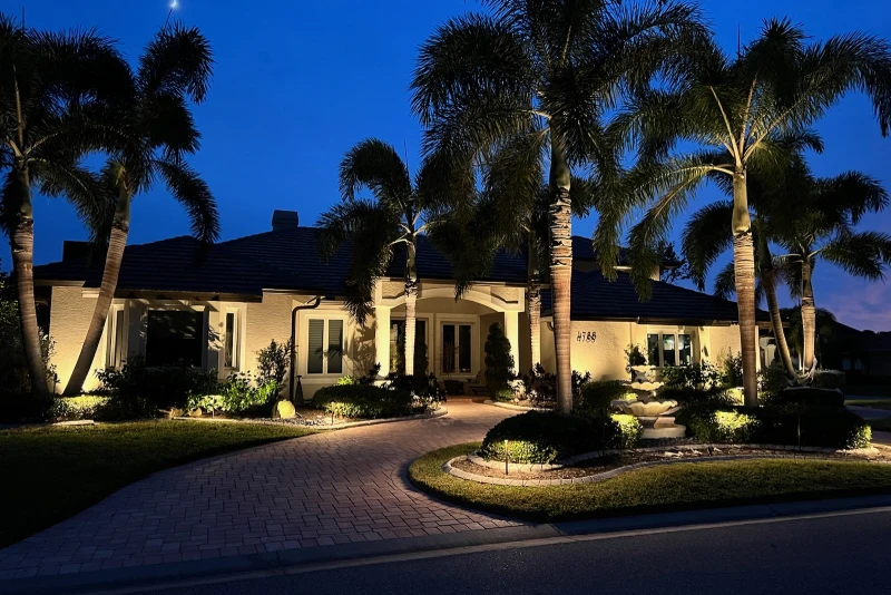 A house lit up.